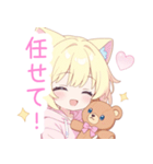クマ×ブロンド猫耳パーカー女の子スタンプ（個別スタンプ：28）