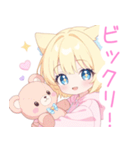クマ×ブロンド猫耳パーカー女の子スタンプ（個別スタンプ：31）