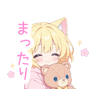 クマ×ブロンド猫耳パーカー女の子スタンプ（個別スタンプ：36）