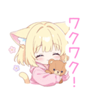 クマ×ブロンド猫耳パーカー女の子スタンプ（個別スタンプ：37）
