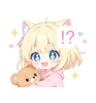 クマ×ブロンド猫耳パーカー女の子スタンプ（個別スタンプ：38）