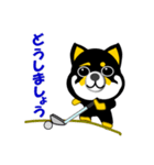 黒い豆しば犬のゴルフ（個別スタンプ：22）
