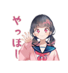 制服の女の子★放課後カフェ（個別スタンプ：3）