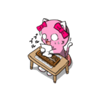 ピンク色の猫とそろばん2（個別スタンプ：9）