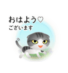 色々な猫8-2 短毛-垂れ耳-サバトラ白（個別スタンプ：1）