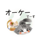 色々な猫8-3 長毛-立ち耳-サバトラ白（個別スタンプ：28）