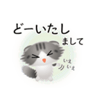 色々な猫8-4 長毛-垂れ耳-サバトラ白（個別スタンプ：33）