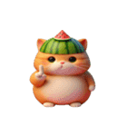 爆笑スイカ猫登場,（個別スタンプ：4）
