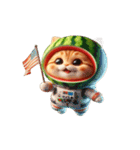 爆笑スイカ猫登場,（個別スタンプ：7）