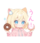 ドーナツ猫耳パーカーな女の子スタンプ（個別スタンプ：24）