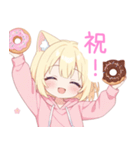 ドーナツ猫耳パーカーな女の子スタンプ（個別スタンプ：33）
