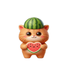 スイカ猫のかわいい崩壊日常（個別スタンプ：5）