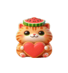 スイカ猫のかわいい崩壊日常（個別スタンプ：6）