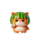 スイカ猫のかわいい崩壊日常（個別スタンプ：14）