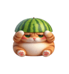 スイカ猫のかわいい崩壊日常（個別スタンプ：16）