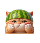 スイカ猫のかわいい崩壊日常（個別スタンプ：17）