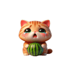 スイカ猫のかわいい崩壊日常（個別スタンプ：19）