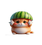 スイカ猫のかわいい崩壊日常（個別スタンプ：21）