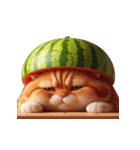 スイカ猫のかわいい崩壊日常（個別スタンプ：27）