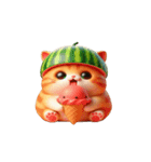 夏を涼しくするスイカ猫,（個別スタンプ：13）