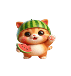 夏を涼しくするスイカ猫,（個別スタンプ：19）
