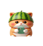 夏を涼しくするスイカ猫,（個別スタンプ：21）