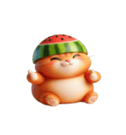 夏を涼しくするスイカ猫,（個別スタンプ：22）