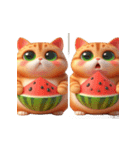 夏を涼しくするスイカ猫,（個別スタンプ：30）