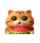 夏を涼しくするスイカ猫,（個別スタンプ：31）