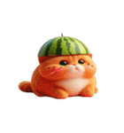 スイカをかぶった癒し系かわいい猫（個別スタンプ：4）