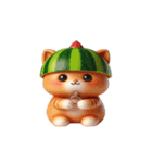 スイカをかぶった癒し系かわいい猫（個別スタンプ：8）