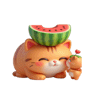 スイカをかぶった癒し系かわいい猫（個別スタンプ：9）