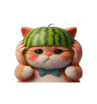 スイカをかぶった癒し系かわいい猫（個別スタンプ：10）
