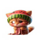 スイカをかぶった癒し系かわいい猫（個別スタンプ：13）