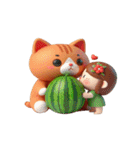 スイカをかぶった癒し系かわいい猫（個別スタンプ：17）