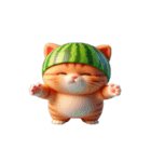 スイカをかぶった癒し系かわいい猫（個別スタンプ：19）