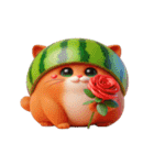 スイカをかぶった癒し系かわいい猫（個別スタンプ：20）