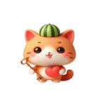 スイカをかぶった癒し系かわいい猫（個別スタンプ：21）