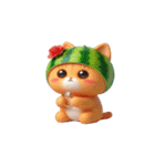 スイカをかぶった癒し系かわいい猫（個別スタンプ：22）