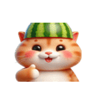 スイカをかぶった癒し系かわいい猫（個別スタンプ：24）