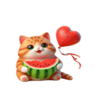 スイカをかぶった癒し系かわいい猫（個別スタンプ：27）