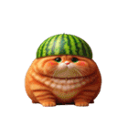 スイカをかぶった癒し系かわいい猫（個別スタンプ：30）