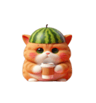 スイカをかぶった癒し系かわいい猫（個別スタンプ：32）