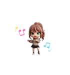 動く！3Dなパーカーの女の子（個別スタンプ：1）