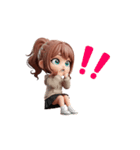 動く！3Dなパーカーの女の子（個別スタンプ：3）