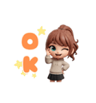 動く！3Dなパーカーの女の子（個別スタンプ：6）