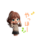 動く！3Dなパーカーの女の子（個別スタンプ：12）