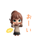 動く！3Dなパーカーの女の子（個別スタンプ：13）