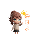 動く！3Dなパーカーの女の子（個別スタンプ：17）