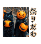 飛び出す★秋を感じる・黒猫＿挨拶・日常（個別スタンプ：24）